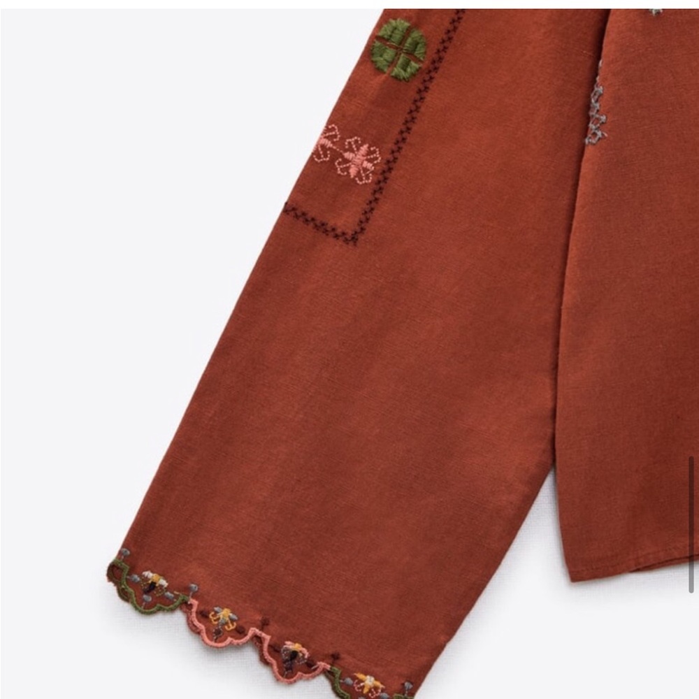 ZARA NWT COTTON EMBROIDERY BLOUSE - Picture 8 of 9